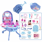 👑🎀 3-in-1 Kids' Pretend Play Makeup Vanity Rolling Suitcase Toy | Girls' Imaginative Role-Play 🎒