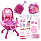 👑🎀 3-in-1 Kids' Pretend Play Makeup Vanity Rolling Suitcase Toy | Girls' Imaginative Role-Play 🎒