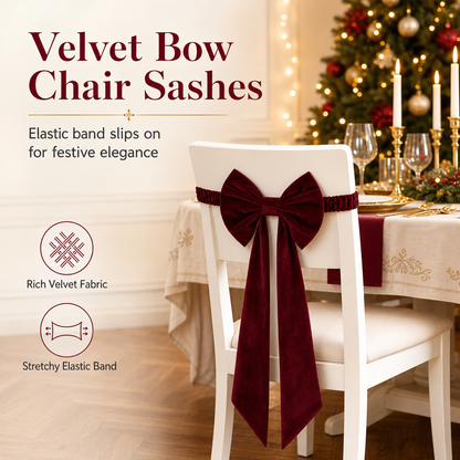 🎀🎄Large Velvet Christmas Bow Ornament | Tree Toppers, Wreaths, Garlands, Chair Backs, and Holiday Home Decor🪑