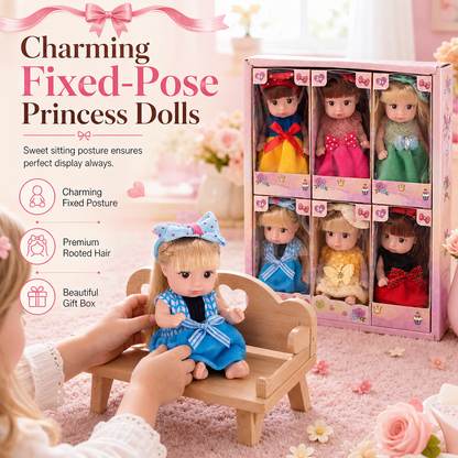 🪆🎀Fixed-Pose Princess Doll Toy Set | Securely Rooted Soft, Comfortable Hair, Exquisite Pastel Bow Outfit👶