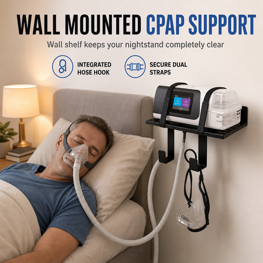 💤🛏️Wall-Mount CPAP Organizer with Hose Elevator Hook | Wrought-Iron Single Two-Tier Bracket, Pre-Drilled🪝