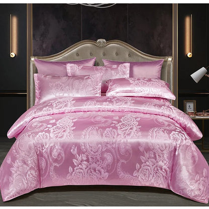 💝Luxury Satin Jacquard Duvet Cover Set & Flat Sheet